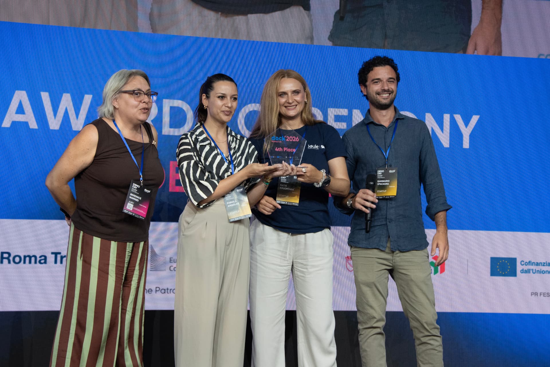 Founders receiving an award at Demo Day